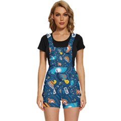Seamless-pattern-vector-submarine-with-sea-animals-cartoon Short Overalls by uniart180623