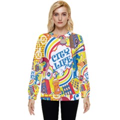 Colorful-city-life-horizontal-seamless-pattern-urban-city Hidden Pocket Sweatshirt by uniart180623