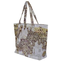 3d Typography World Map Zip Up Canvas Bag by uniart180623
