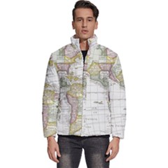 Vintage Map Of The Americas Men s Puffer Bubble Jacket Coat