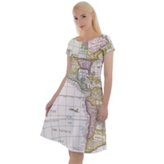 Vintage Map Of The Americas Classic Short Sleeve Dress by uniart180623