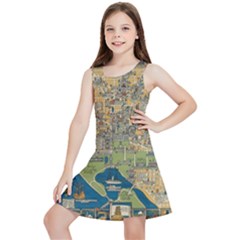 Vintatge Map Of Washington Dc Kids  Lightweight Sleeveless Dress by uniart180623