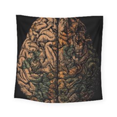 Always On My Mind Brain Map Vintage Square Tapestry (small) by uniart180623