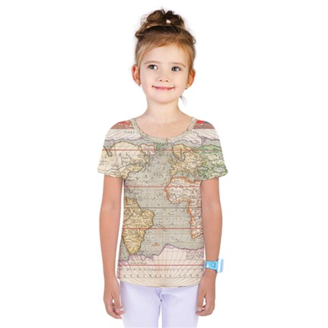 Old World Map Of Continents The Earth Vintage Retro Kids  One Piece Tee by uniart180623