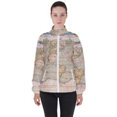 Old World Map Of Continents The Earth Vintage Retro Women s High Neck Windbreaker by uniart180623