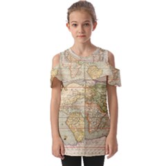 Old World Map Of Continents The Earth Vintage Retro Fold Over Open Sleeve Top by uniart180623