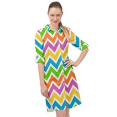 Chevron-pattern-design-texture Long Sleeve Mini Shirt Dress by uniart180623