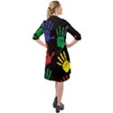 Handprints-hand-print-colourful Long Sleeve Mini Shirt Dress View2