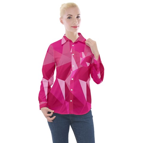 Pattern Halftone Geometric Women s Long Sleeve Pocket Shirt by uniart180623