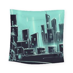 Buildings City Urban Destruction Background Square Tapestry (small) by uniart180623