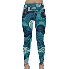 Waves Ocean Sea Abstract Whimsical Abstract Art Lightweight Velour Classic Yoga Leggings by uniart180623