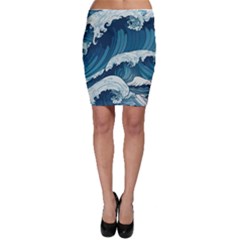 Waves Ocean Sea Pattern Water Tsunami Rough Seas Bodycon Skirt by uniart180623
