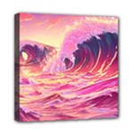 Waves Ocean Sea Tsunami Nautical Red Yellow Mini Canvas 8  x 8  (Stretched)