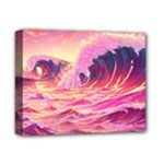 Waves Ocean Sea Tsunami Nautical Red Yellow Deluxe Canvas 14  x 11  (Stretched)