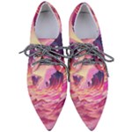 Waves Ocean Sea Tsunami Nautical Red Yellow Pointed Oxford Shoes