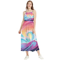 Waves Ocean Sea Tsunami Nautical Boho Sleeveless Summer Dress