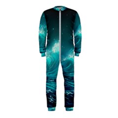 Tsunami Waves Ocean Sea Nautical Nature Water Onepiece Jumpsuit (kids) by uniart180623