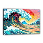 Waves Ocean Sea Tsunami Nautical Arts Canvas 18  x 12  (Stretched)