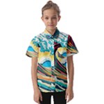 Waves Ocean Sea Tsunami Nautical Arts Kids  Short Sleeve Shirt