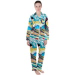 Waves Ocean Sea Tsunami Nautical Arts Women s Long Sleeve Satin Pajamas Set	