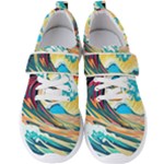 Waves Ocean Sea Tsunami Nautical Arts Men s Velcro Strap Shoes