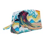 Waves Ocean Sea Tsunami Nautical Arts Wristlet Pouch Bag (Medium)