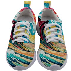 Waves Ocean Sea Tsunami Nautical Arts Kids Athletic Shoes by uniart180623