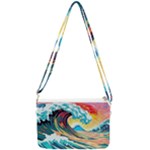 Waves Ocean Sea Tsunami Nautical Arts Double Gusset Crossbody Bag