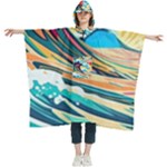 Waves Ocean Sea Tsunami Nautical Arts Women s Hooded Rain Ponchos