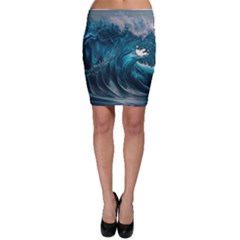 Tsunami Waves Ocean Sea Water Rough Seas Bodycon Skirt by uniart180623