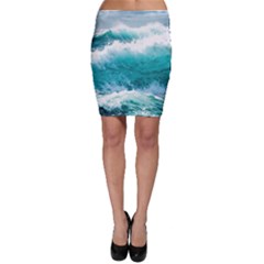 Waves Ocean Sea Tsunami Nautical Blue Sea Bodycon Skirt by uniart180623