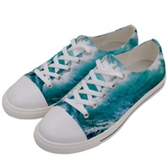 Waves Ocean Sea Tsunami Nautical Blue Sea Men s Low Top Canvas Sneakers by uniart180623