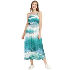 Waves Ocean Sea Tsunami Nautical Blue Sea Boho Sleeveless Summer Dress