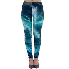 Thunderstorm Tsunami Tidal Wave Ocean Waves Sea Lightweight Velour Leggings by uniart180623