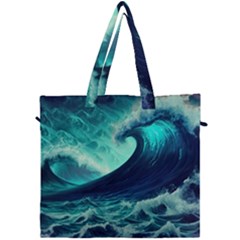 Ai Generated Waves Ocean Sea Tsunami Nautical Fantasy Canvas Travel Bag by uniart180623