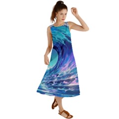 Tsunami Tidal Wave Ocean Waves Sea Nature Water Blue Summer Maxi Dress