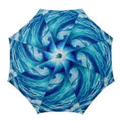 Tsunami Tidal Wave Ocean Waves Sea Nature Water Blue Painting Golf Umbrellas by uniart180623