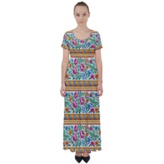 Flower Fabric Fabric Design Fabric Pattern Art High Waist Short Sleeve Maxi Dress by uniart180623