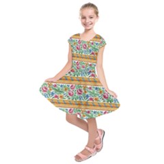 Flower Fabric Fabric Design Fabric Pattern Art Kids  Short Sleeve Dress by uniart180623