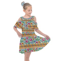 Flower Fabric Fabric Design Fabric Pattern Art Kids  Shoulder Cutout Chiffon Dress by uniart180623