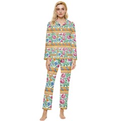 Flower Fabric Fabric Design Fabric Pattern Art Womens  Long Sleeve Velvet Pocket Pajamas Set by uniart180623