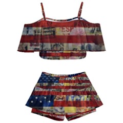Usa Flag United States Kids  Off Shoulder Skirt Bikini by uniart180623