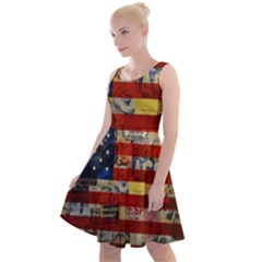 Usa Flag United States Knee Length Skater Dress by uniart180623