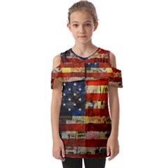 Usa Flag United States Fold Over Open Sleeve Top by uniart180623