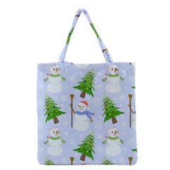 New Year Christmas Snowman Pattern, Grocery Tote Bag by uniart180623