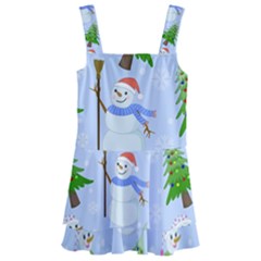 New Year Christmas Snowman Pattern, Kids  Layered Skirt Swimsuit by uniart180623