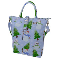 New Year Christmas Snowman Pattern, Buckle Top Tote Bag by uniart180623