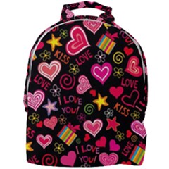 Multicolored Love Hearts Kiss Romantic Pattern Mini Full Print Backpack by uniart180623