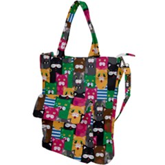Cat Funny Colorful Pattern Shoulder Tote Bag by uniart180623