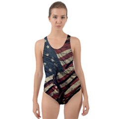 Flag Usa American Flag Cut-out Back One Piece Swimsuit by uniart180623
